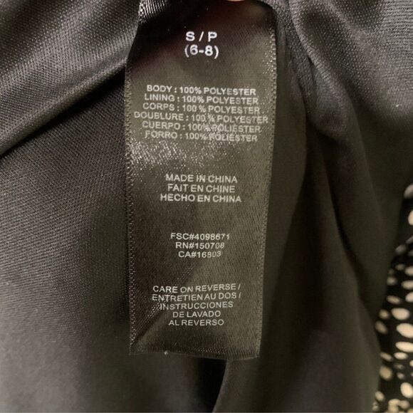 Hi-Low Faux Wrap Midi Dress  Black and White Polka Dot Size PS - Picture 5 of 5